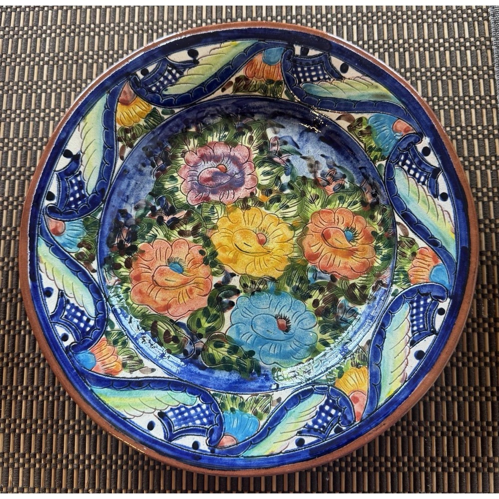 Beatriz Cartaxo Portugal Folk Art Floral Pottery Plate 10.25" Signed